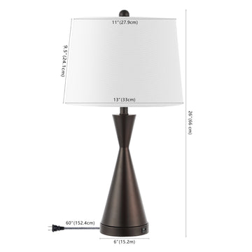 Colton 26" Classic French Country Iron LED Table Lamp with USB Charging Port - JONATHAN Y